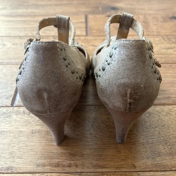 Anthropologie Chocolat Blu Odette T-Strap Mary Jane Heels Tan Leather Size 8.5 - Picture 10 of 14